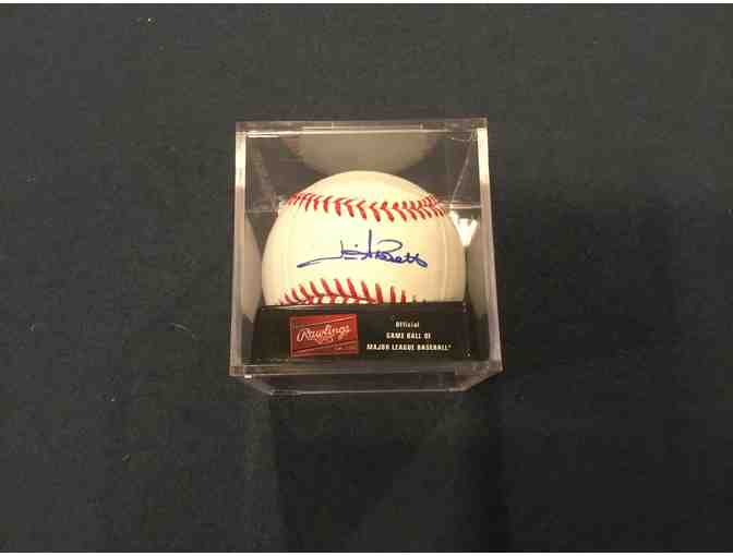 Jim Abbott autographed baseball and ballcube