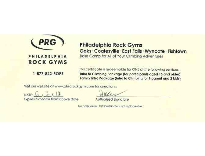 Gift Certificate to Philadelphia Rock Gyms