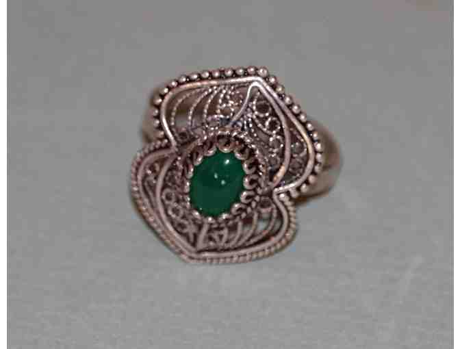 Sterling Silver Ring with Green Chalcedony Stone