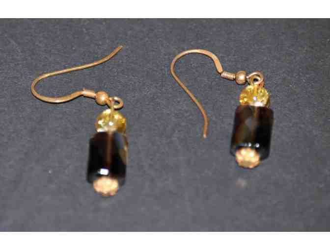 Gold Plated Sterling Earrings with Genuine Stones and Glass Beads