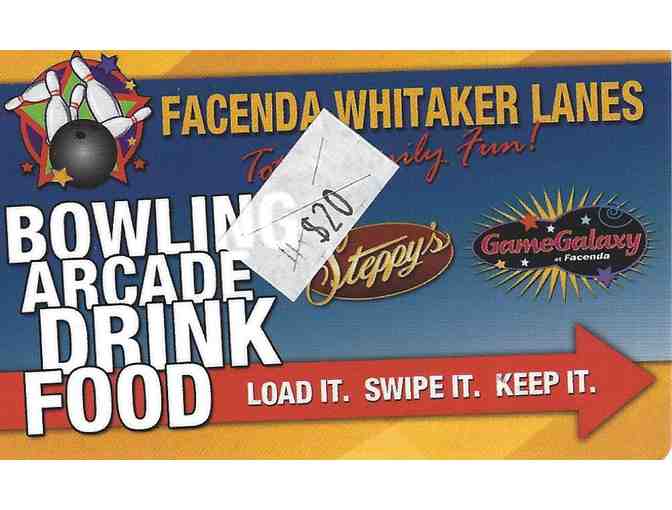 $20 Gift Card to Facenda Whitaker Lanes and Steppy's Cafe
