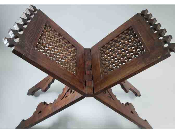 Hand Carved Egyptian Wood Folding Book Stand - Photo 3
