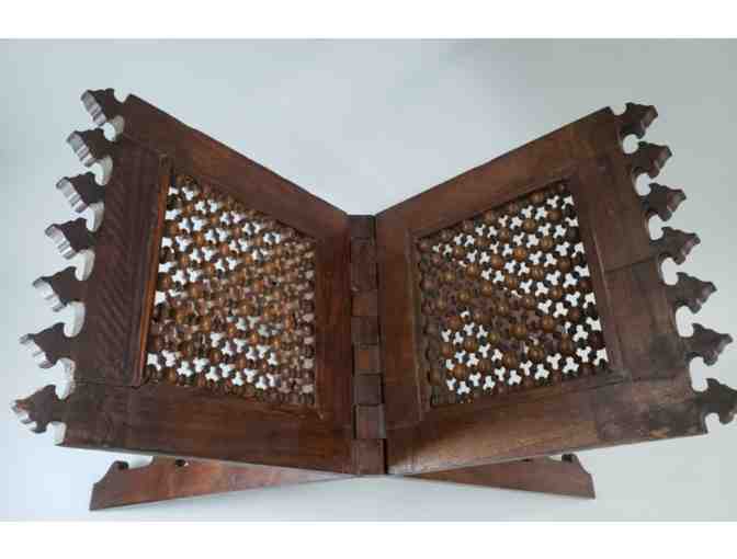 Hand Carved Egyptian Wood Folding Book Stand - Photo 4