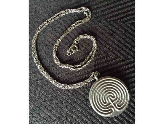 Classical Labyrinth Pewter Pendant - two sided