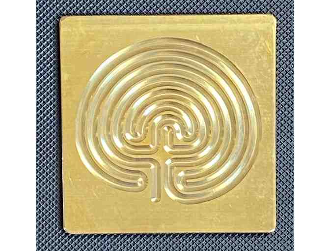 Unique 4 inch square brass Classical labyrinth