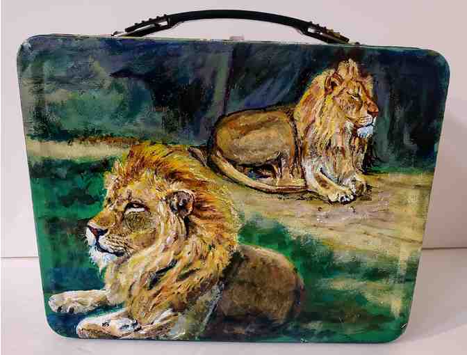 One-of-a-Kind, Hand-painted Lunch Box by Leon Barwick -- Exquisite Collectible.