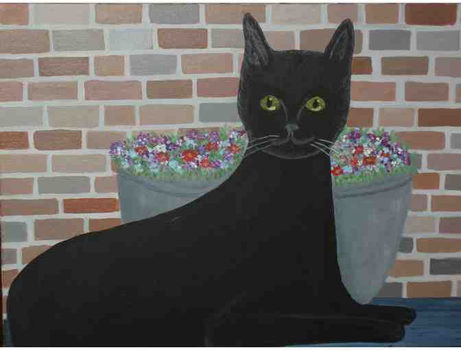 Framed Cat Print 'Midnight on the Mantel'