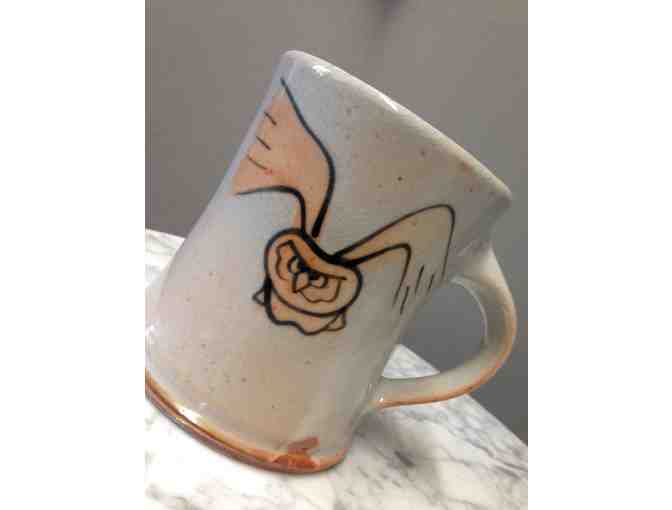 Stoneware with Shino Glaze Mug - Owl