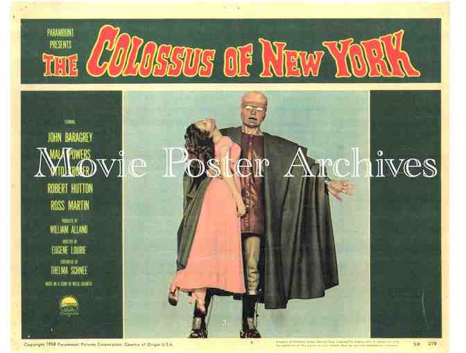 COLOSSUS OF NEW YORK, 1958, REPRO Lobby Card #4, John Baragrey, Ed Wolff, Otto Kruger