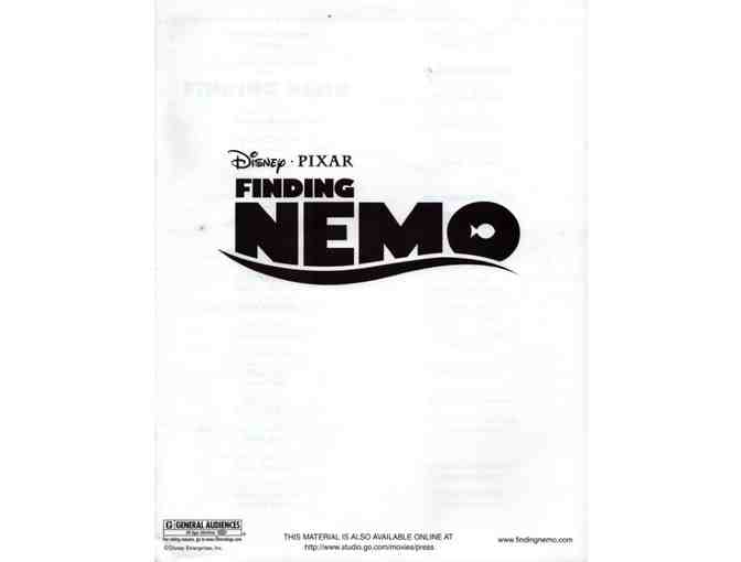FINDING NEMO, 2003, presskit, Walt Disney and Pixar animation