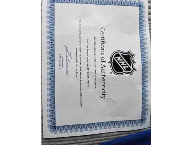 NHL Rangers Jersey Signed by Rangers Goalie Jonathan Quick - $200 Value - Size L