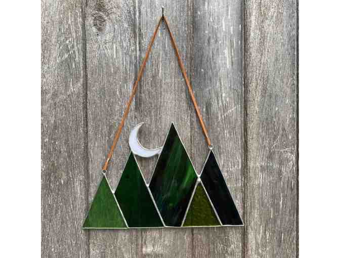 Mountains & Moon stained glass