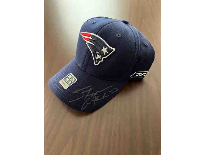 BUNDLE: Rodney Harrison Football and Stephen Gostkowski Blue Baseball Hat