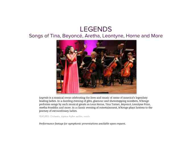 Private Concert Experience with Tony, Emmy & Grammy Nominated Artist NKenge