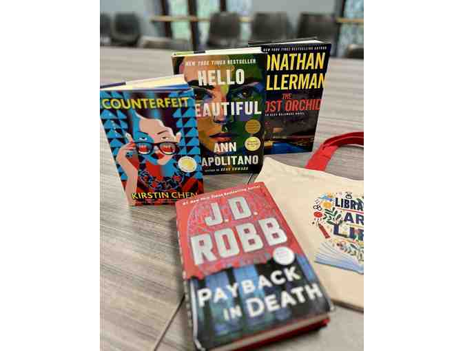 New Hard Cover Books + Libraries Are Life tote bag