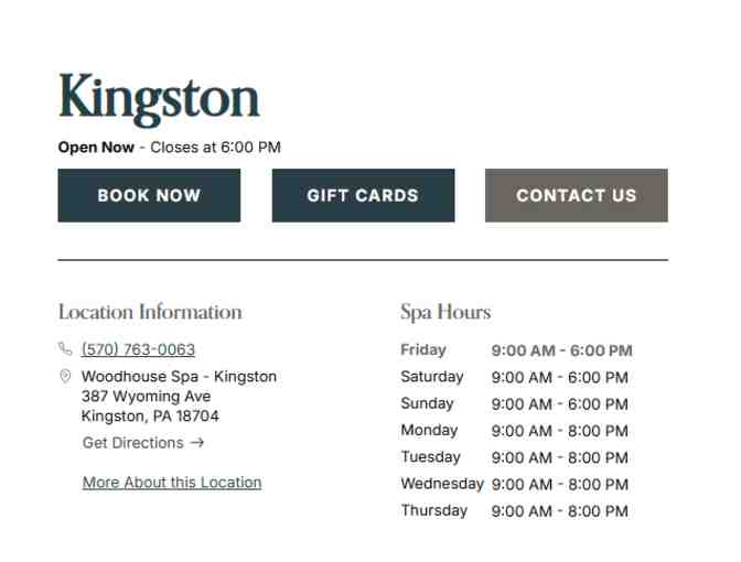 Woodhouse Spa Gift Certificate