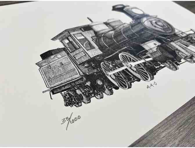 Original industrial print Frederick W. Bartlett - Union Pacific Engine 4-4-0