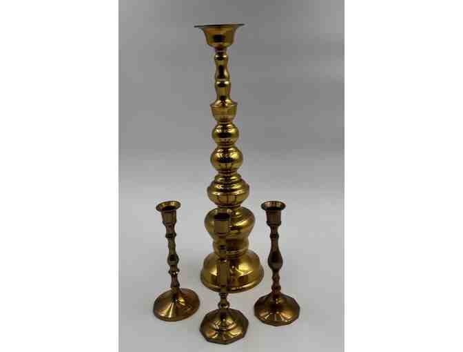 Four Brass Candle Holders - Photo 1