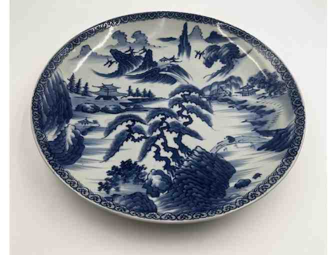 Japanese Blue and White World War 2 Era Bowls and Platter