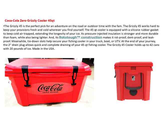 COCA-COLA ZERO 45 QT GRIZZLY COOLER