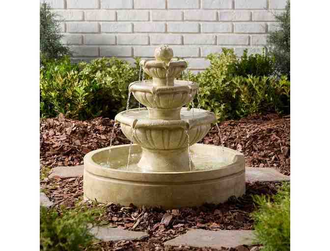 Allen + Roth 27.76-in H Resin Tiered Fountain Outdoor Fountain Pump Included - Photo 1