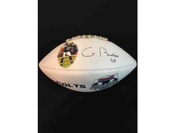 Indianapolis Colts #58 G Brackett graphic laser autographed football