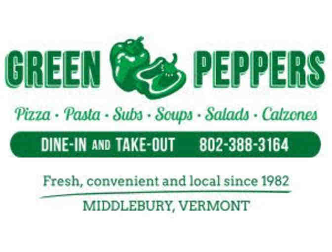 $33 Green Peppers Gift Card *Pizza, Calzones, Salads, Subs + More! (Middlebury VT) - Photo 1