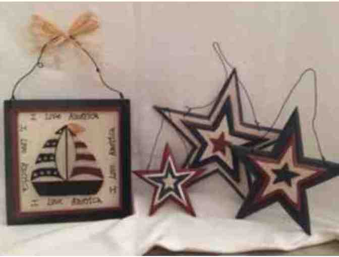 Americana Wooden Stars and Sailboat Picture