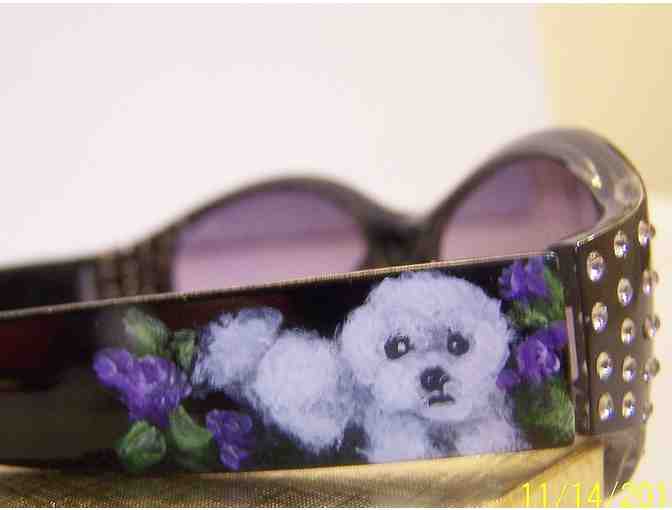 Bichon Frise painted bling sunglasses