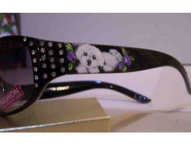 Bichon Frise painted bling sunglasses