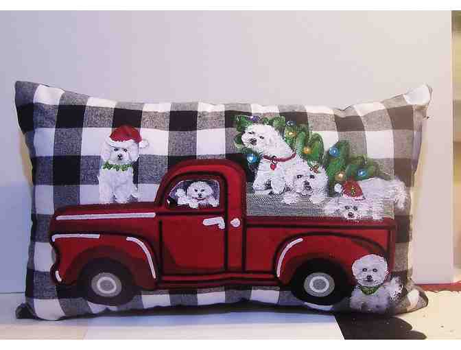Hand painted Bichon Christmas OOAK Pillow