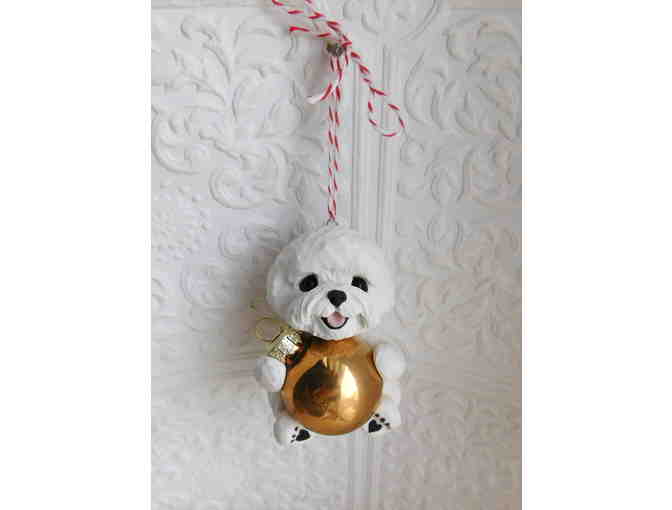Hand sculptured hanging bichon frise