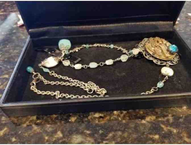 Custom necklace - Aquamarine, blue topaz and pearls
