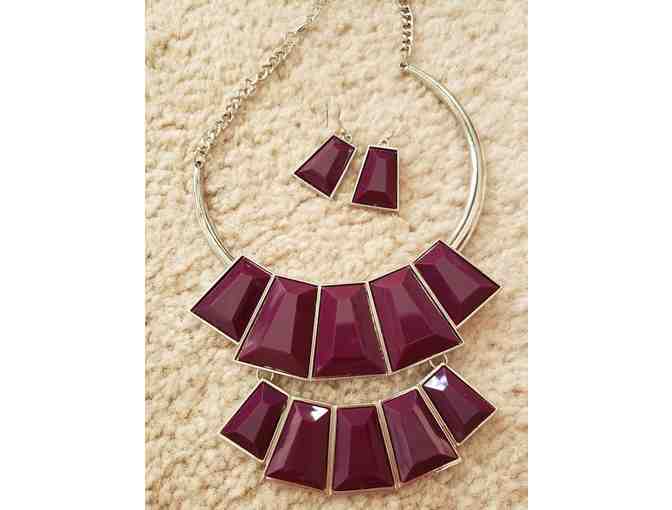 Dark purple chunky necklace & earrings
