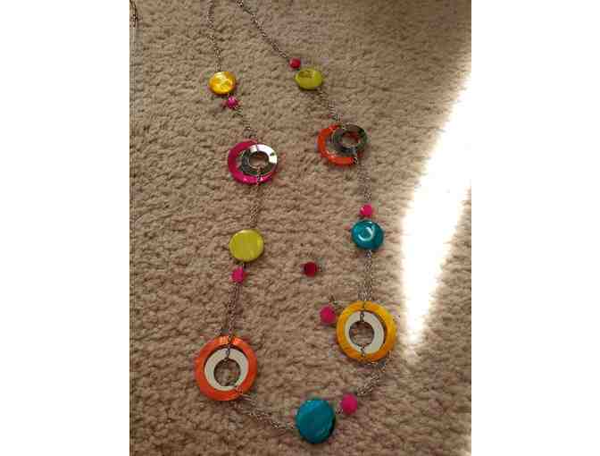 Bright pink, orange, green & yellow retro necklace