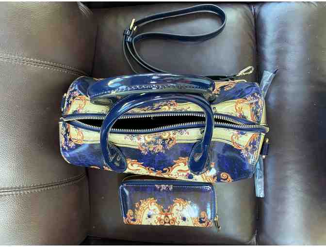 Navy Patent Leather French Garden Party Handbag