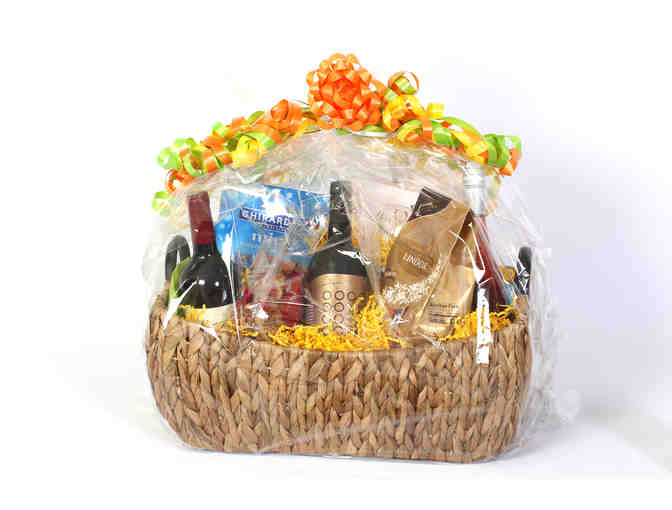 Basket of Wine, Chocolates and Assortment of Nuts