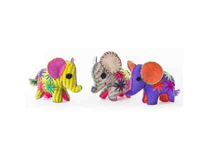 Chiapas Wool Felt Animalitos - Trio Of Elephants