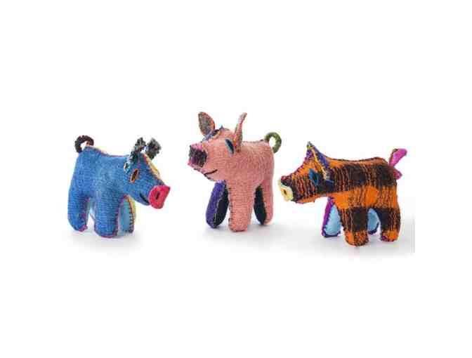 Chiapas Wool Felt Animalitos - Trio Of Piggies - Photo 1