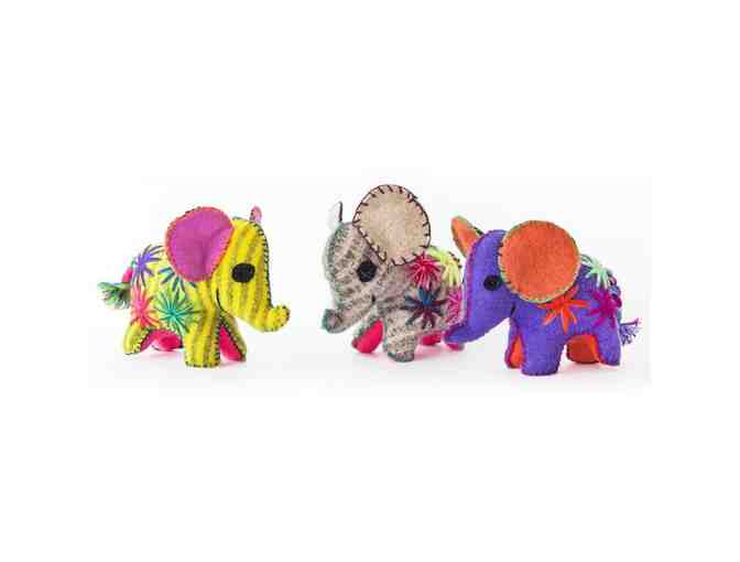 Chiapas Wool Felt Animalitos - Trio Of Elephants - Photo 1
