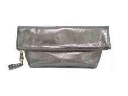 Audrey Foldover Clutch - Metallic Slate