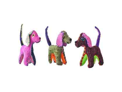 Chiapas Wool Felt Animalitos - Trio Of Dogs