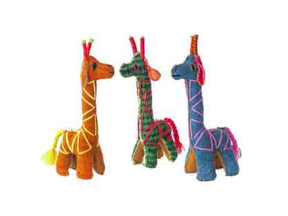 Chiapas Wool Felt Animalitos - Trio Of Giraffes