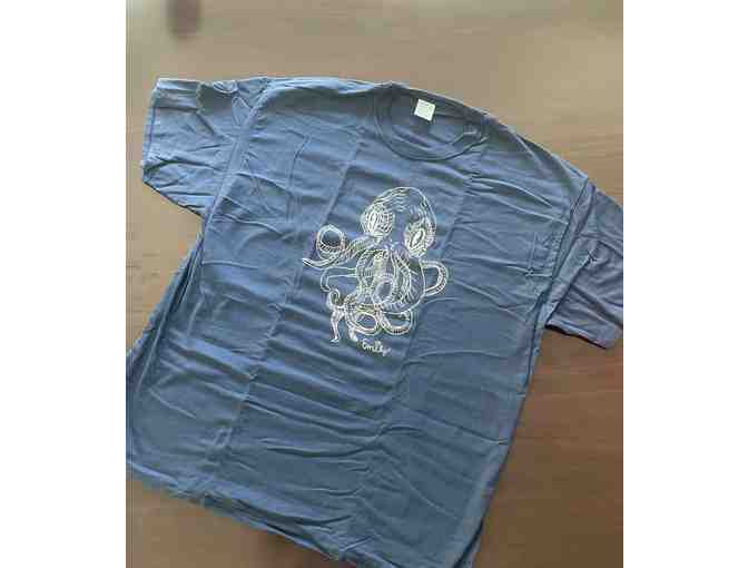 Dark Blue T-Shirt with Octopus Design in Adult 2XL