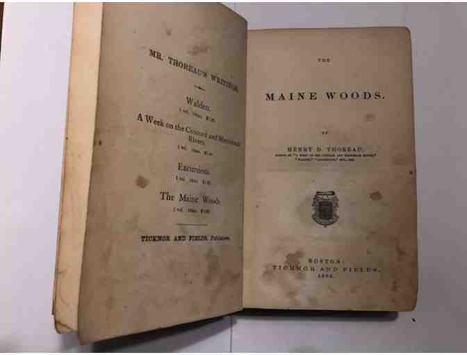 FIRST EDITION - MAINE WOODS. THOREAU. Ticknor & Fields, 1864. Green Cloth.