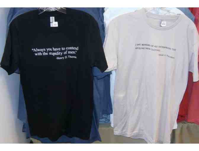 "Beware" and "Contend" t-shirts with Thoreau quotes (one of each) - Photo 1