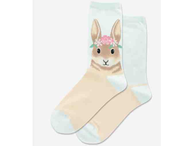 HotSox WOMENS FLOWER CROWN BUNNY CREW SOCKS - Photo 1