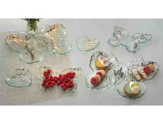 Annie Glass Butterfly Chip &amp; Dip Server - Photo 2