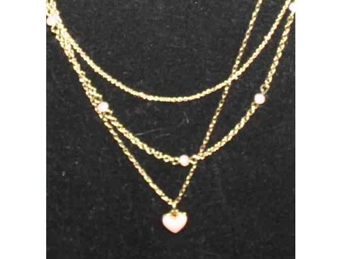 Heart charm tri-strand choker necklace