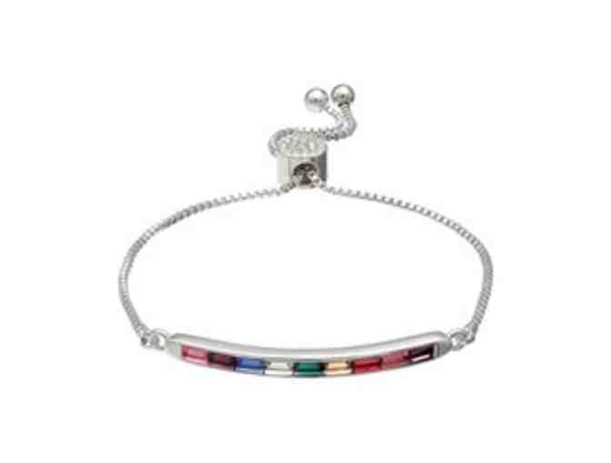Brilliance Silver Plated Brass Rainbow Bar Bracelet with Swarovski Crystals